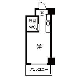 ラ・トゥール豊 1Kの間取図画像