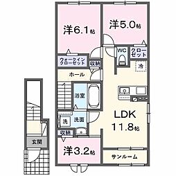 アンソレイエ高浜1 2SLDKの間取図画像