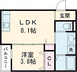 JR豊肥本線 肥後大津駅 徒歩32分の賃貸アパート 2階1LDKの間取り