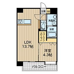 八王寺ツインタワーイースト 1LDKの間取図画像