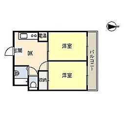 ロイヤル加美北 2DKの間取図画像