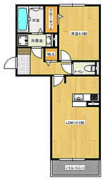 パークヴィラ合志V 1階1LDKの間取り