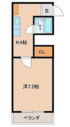 Villa麻里布 3階1Kの間取り