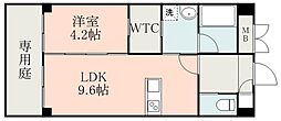 JR豊肥本線 武蔵塚駅 徒歩22分の賃貸マンション 1階1LDKの間取り
