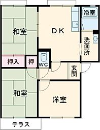 ガーデンハイツ緑ケ丘C棟 3DKの間取図画像