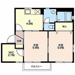 ＢＯＮＮＥ　ＨＯＰＥ　ＭＯＯＮ Ｂ 1階2Kの間取り