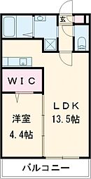 ジーメゾン石津町東アビデ 1LDKの間取図画像