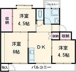 グリーンハイツ吉野 3階3Kの間取り