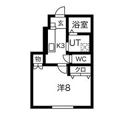グランドパレス御所橋III 1Kの間取図画像