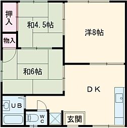ひまわり弐番館 2階3DKの間取り