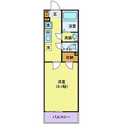 ヴィレッタ晩翠 2階1Kの間取り
