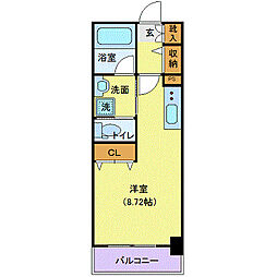 仙台市営南北線 泉中央駅 徒歩6分の賃貸マンション 2階ワンルームの間取り