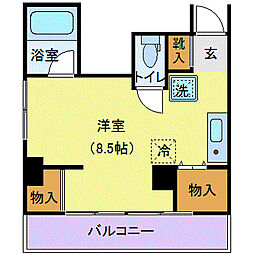 片平ブラボン 3階ワンルームの間取り