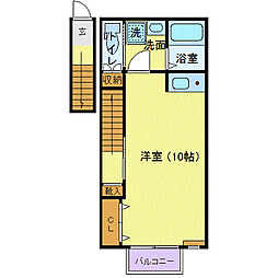 仙台市営南北線 長町一丁目駅 徒歩13分の賃貸アパート 2階ワンルームの間取り