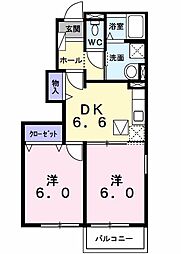 セレーナＫ　II 1階2DKの間取り