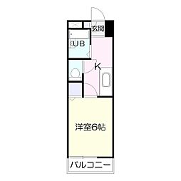 エクステンド武町 1Kの間取図画像