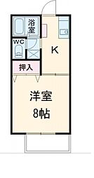 ベル花水木 1Kの間取図画像