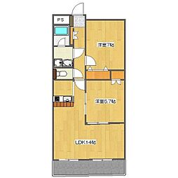ハイツK&S 2階2LDKの間取り
