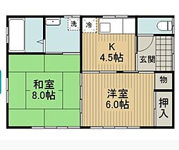 鳥塚住宅　う号棟 1階2Kの間取り