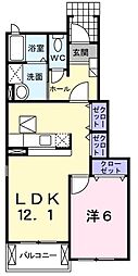 パークコートケンエイ 1LDKの間取図画像