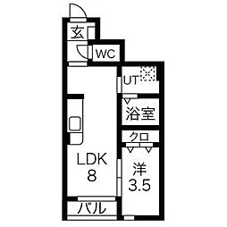 エレシス女川 1LDKの間取図画像