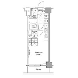 ザ・パークハビオ新宿 6階ワンルームの間取り