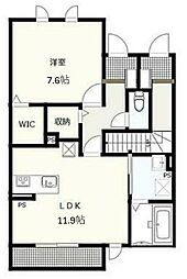 ソレジオタウン大津 1階1LDKの間取り