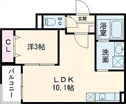 Jack biwajimaII 2階1LDKの間取り