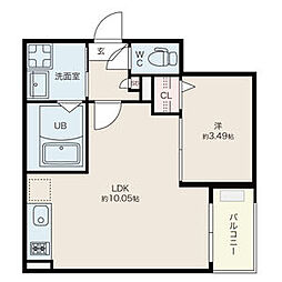 Jack biwajimaIII 2階1LDKの間取り