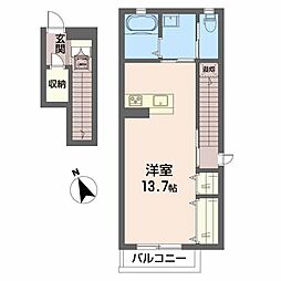 仙台市営南北線 長町南駅 徒歩9分の賃貸アパート 2階ワンルームの間取り