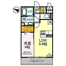 アビタシオン花房 1LDKの間取図画像