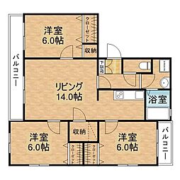 キューブ三原向日葵館 3LDKの間取図画像