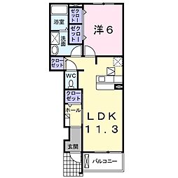 ウィスティリア2 1LDKの間取図画像