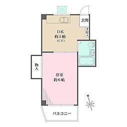 サンハイツ木月 3階1DKの間取り