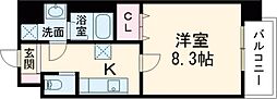 グランデール金池 1Kの間取図画像