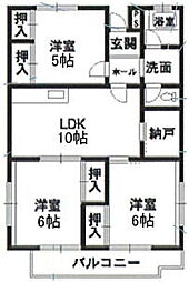 コーポ辻 3階3LDKの間取り