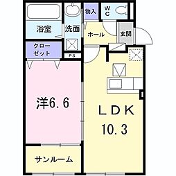 サン　ルタン　Ｂ 1階1LDKの間取り