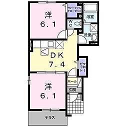 エアリーガーデンSD1 2DKの間取図画像