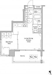 プラウドフラット東日本橋 6階1LDKの間取り