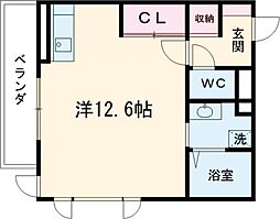 スタブリテラス桑名 3階ワンルームの間取り