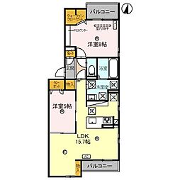 D-ROOM和歌山黒田 1階2LDKの間取り