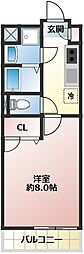 アルカディア3 1Kの間取図画像