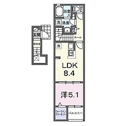 アクアプラ浅江7　I 2階1LDKの間取り