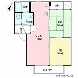 メゾン・ド・ルシオンA 2LDKの間取図画像