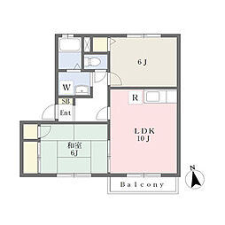 ロイヤルプラザC 2LDKの間取図画像