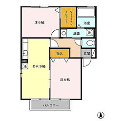 マリーナ　Ｃ 2階2DKの間取り