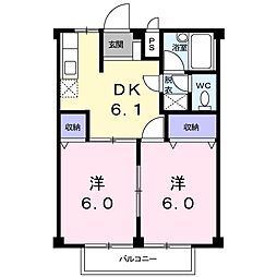 パレ・ラフォーレ 2DKの間取図画像