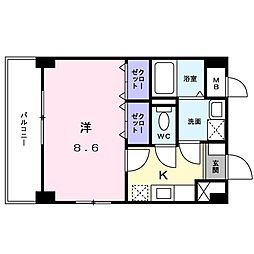 サンヒルズ 1Kの間取図画像