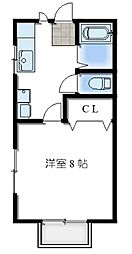 グランビュー反町 1階1Kの間取り