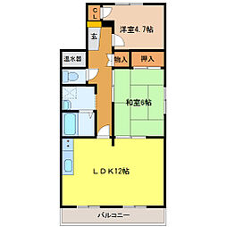 ノース・ベル 4階3DKの間取り